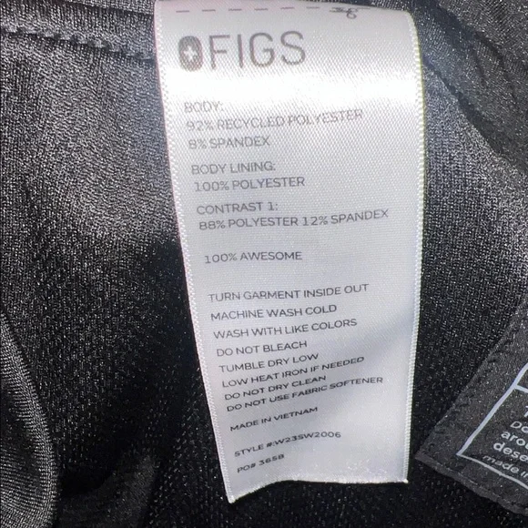 Figs Black Joggers with Teal Drawstring - Picture 5 of 6